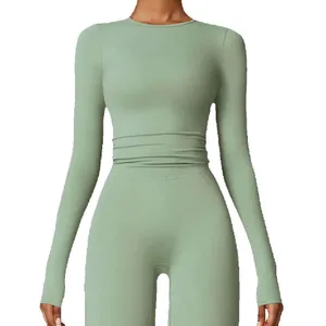 NCLAGEN Yoga Shirts For Women Long Sleeve Winter Fiess Running Gym Clothes Workout Dry Fit Breathable High Elastic Sports Top