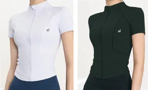 Women Yoga Cropped Shirts Jacket Outfit Womens Zipper Activewear Slim Zip Running Workout Fitness Pullover Tops Breathable Lady Tank Top Casual Running Clothing