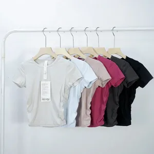 Ribbed Tight Shirt Sexy Waist Shaping Cropped Top Short Sleeve Shirts Women Gym T-shirt Breathable Yoga Clothes 250415