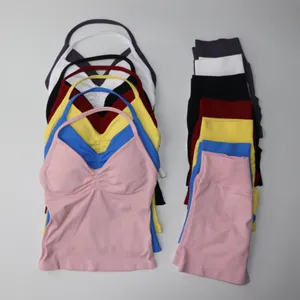 2Pcs Impact Set Women dyfne Sports Backless Tank Tops Vest High Waist Scrunch Seamless Shorts Gym Suit Fiess Clothes Activewear Workout Sets Yoga Tracksuit
